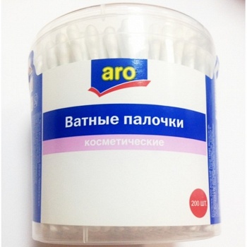 Ватные палочки АРО 200шт пласт.банка круг.